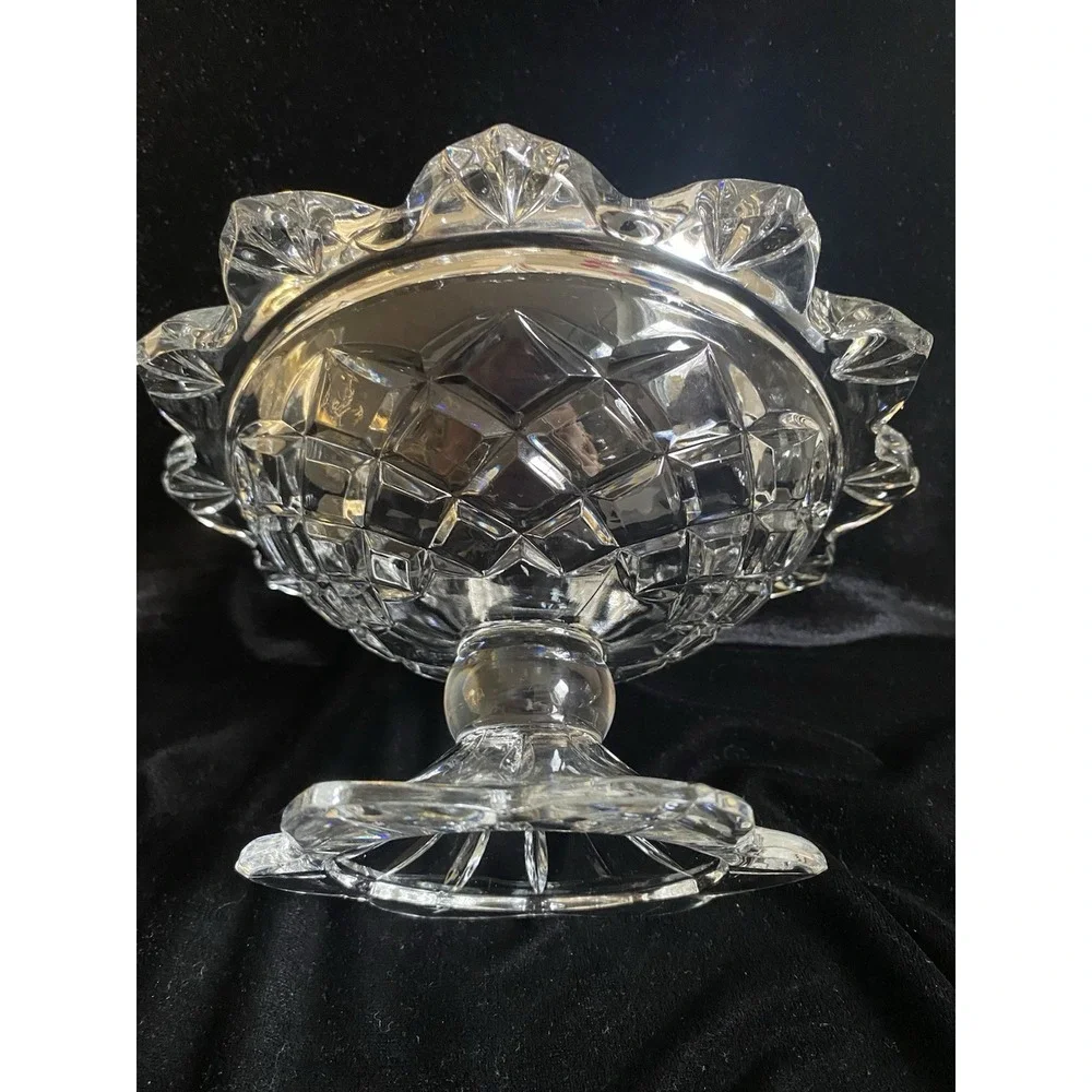 Vintage Lead Crystal  Pedestal Compote/Bowl By Teleflora Made in USA‎ EUC Heavy